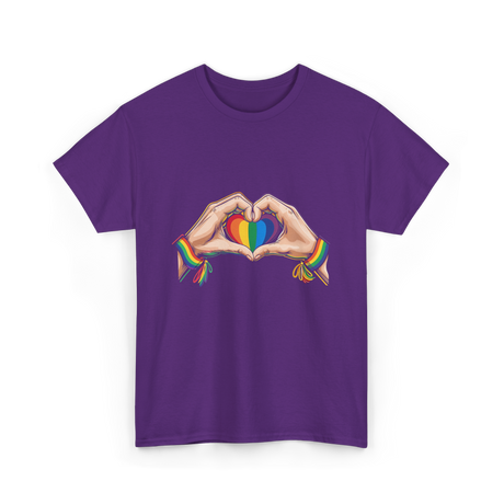 Love Wins Rainbow Heart Pride T-Shirt - Purple