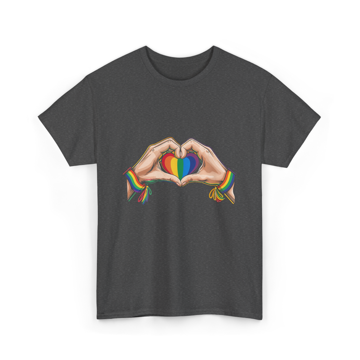 Love Wins Rainbow Heart Pride T-Shirt - Dark Heather