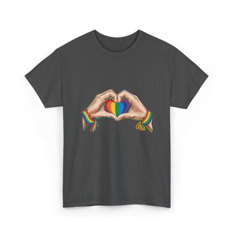 Love Wins Rainbow Heart Pride T-Shirt - Dark Heather