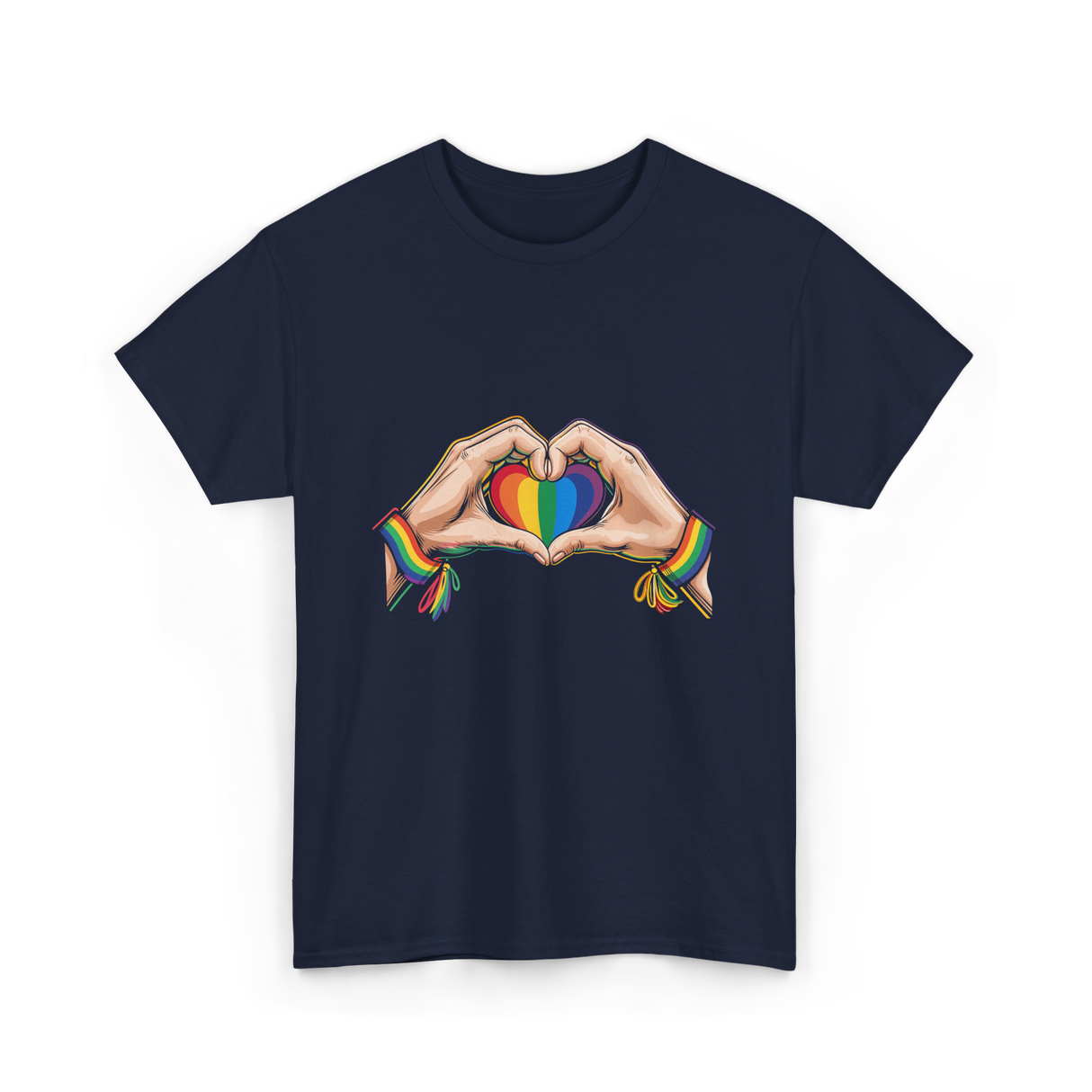 Love Wins Rainbow Heart Pride T-Shirt - Navy