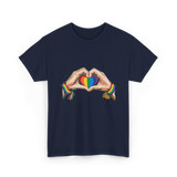 Love Wins Rainbow Heart Pride T-Shirt - Navy