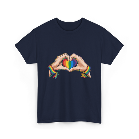 Love Wins Rainbow Heart Pride T-Shirt - Navy