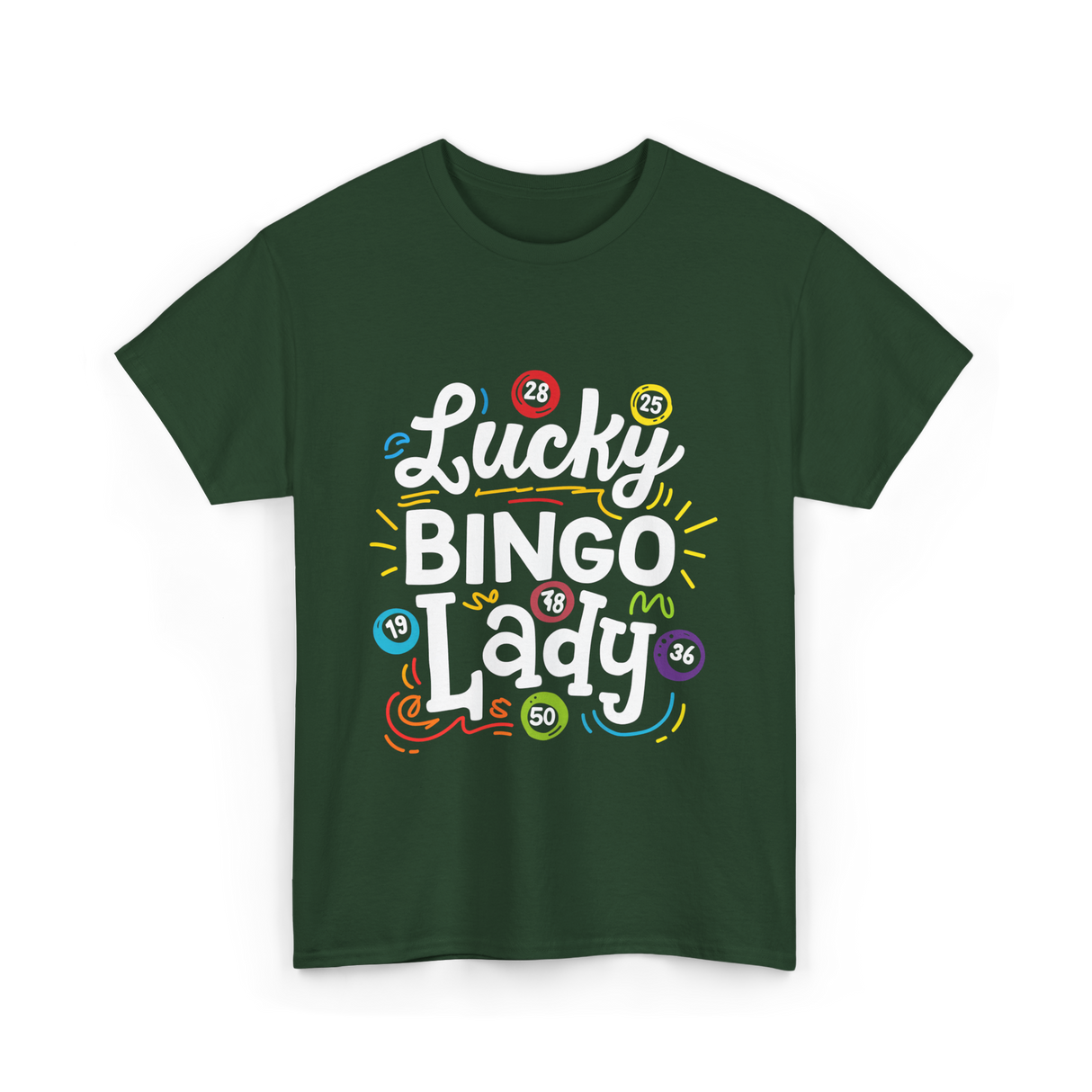 Lucky Bingo Lady Bingo T-Shirt - Forest Green