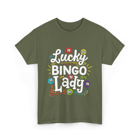 Lucky Bingo Lady Bingo T-Shirt - Military Green