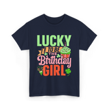 Lucky To Be The Birthday Girl Birthday T-Shirt - Navy