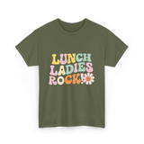 Lunch Ladies Rock Cafeteria Crew T-Shirt - Military Green