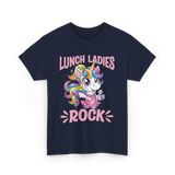 Lunch Ladies Rock Cute Unicorn T-Shirt - Navy