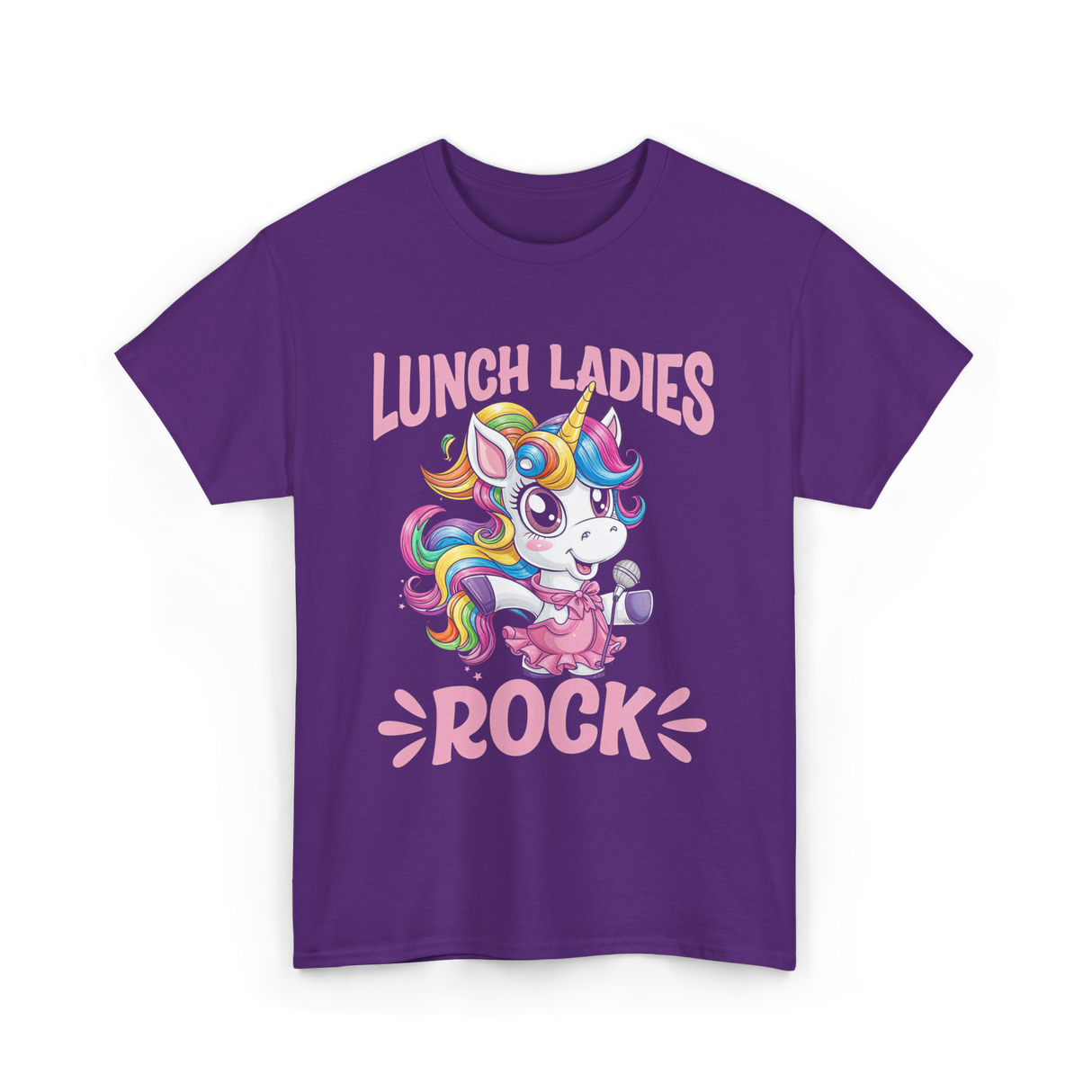 Lunch Ladies Rock Cute Unicorn T-Shirt - Purple