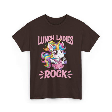 Lunch Ladies Rock Cute Unicorn T-Shirt - Dark Chocolate