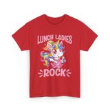 Lunch Ladies Rock Cute Unicorn T-Shirt - Red