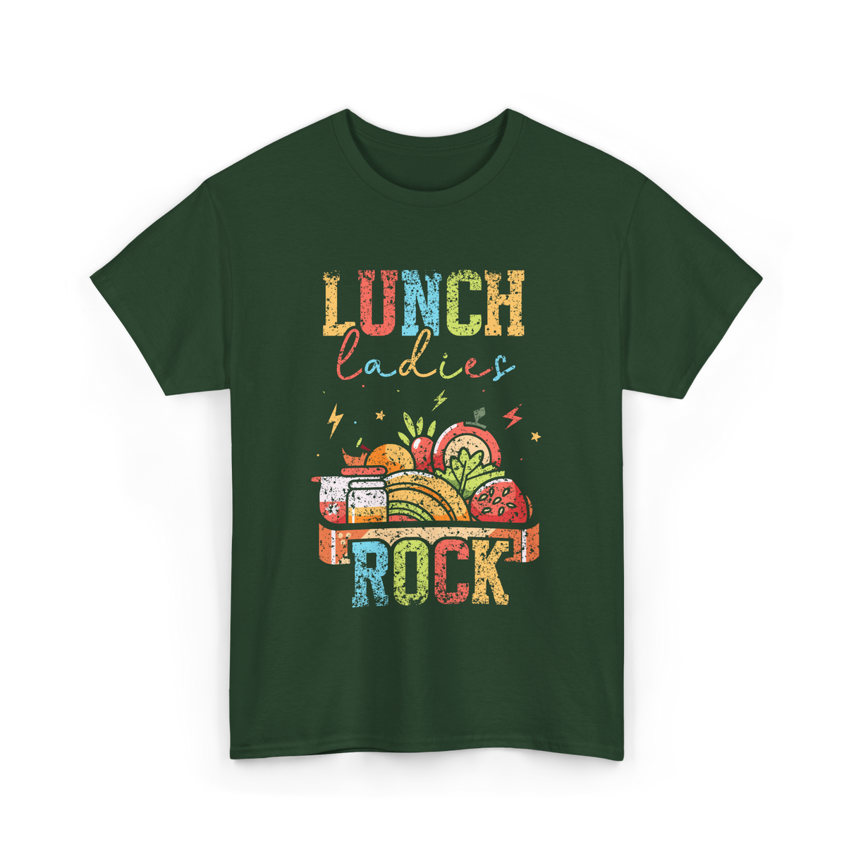 Lunch Ladies Rock School Cafeteria T-Shirt - Forest Green