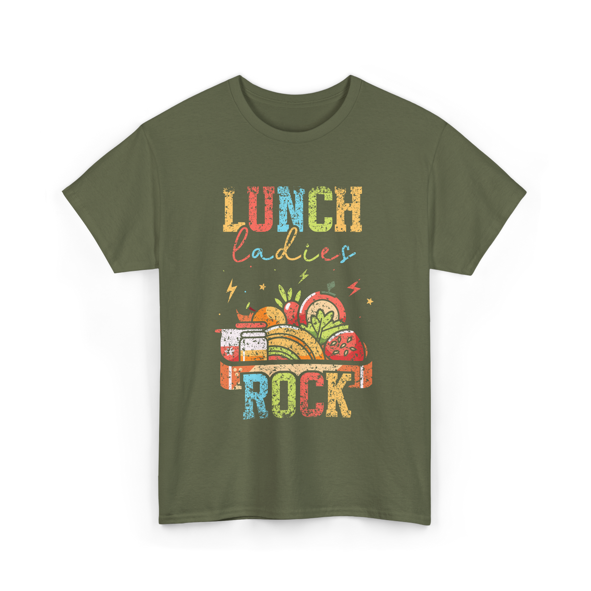 Lunch Ladies Rock School Cafeteria T-Shirt - Military Green