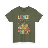 Lunch Ladies Rock School Cafeteria T-Shirt - Military Green