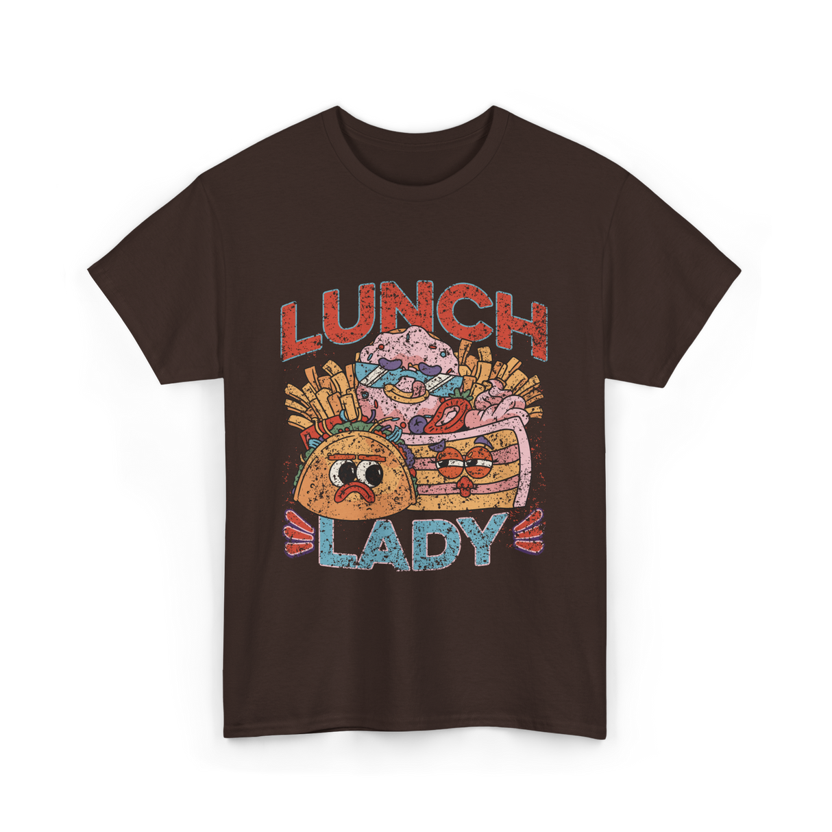 Lunch Lady Cafeteria Food T-Shirt - Dark Chocolate