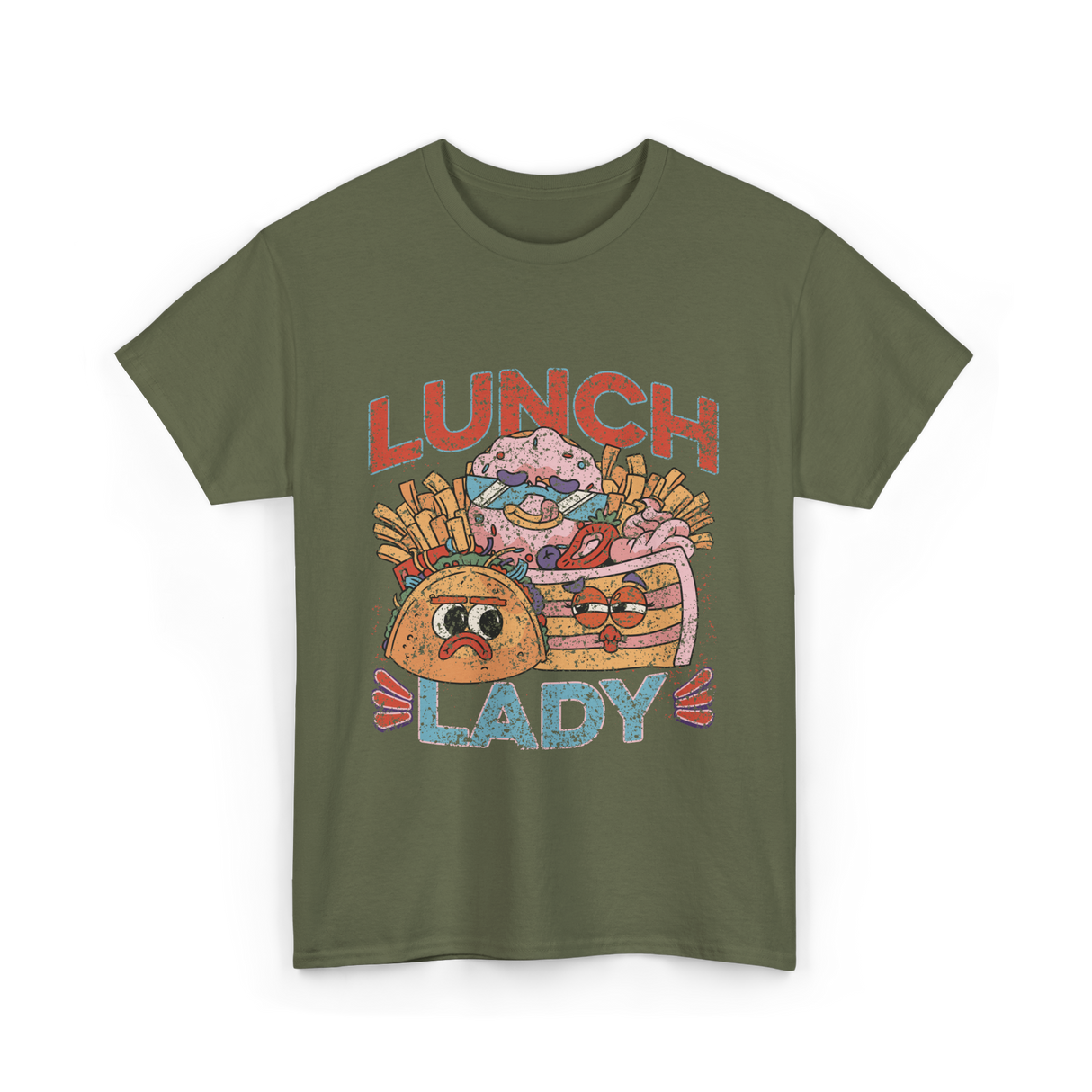 Lunch Lady Cafeteria Food T-Shirt - Military Green