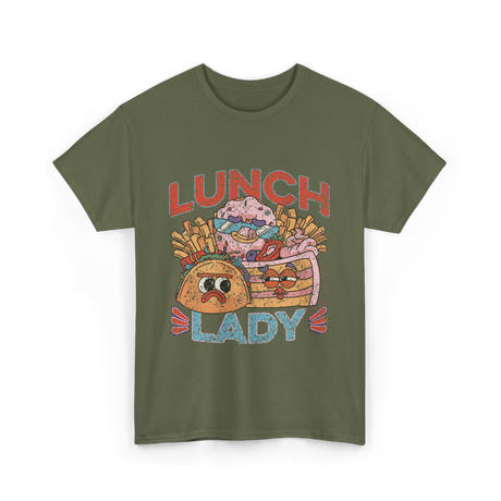 Lunch Lady Cafeteria Food T-Shirt - Military Green