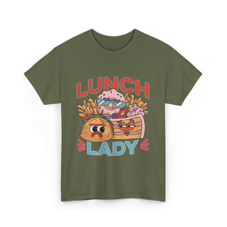 Lunch Lady Cafeteria Food Worker T-Shirt - Military Green