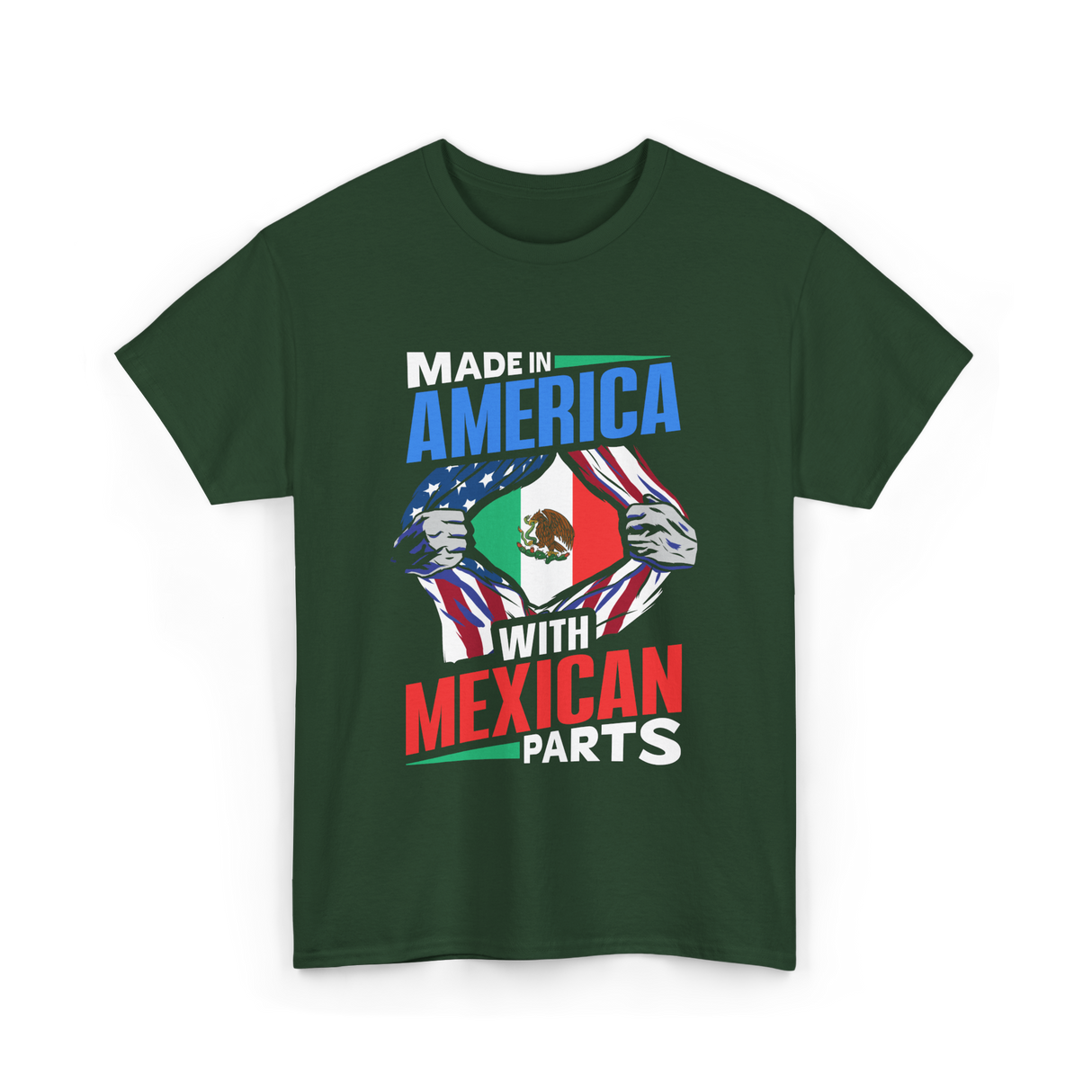 Made In America Mexican Parts T-Shirt - Forest Green