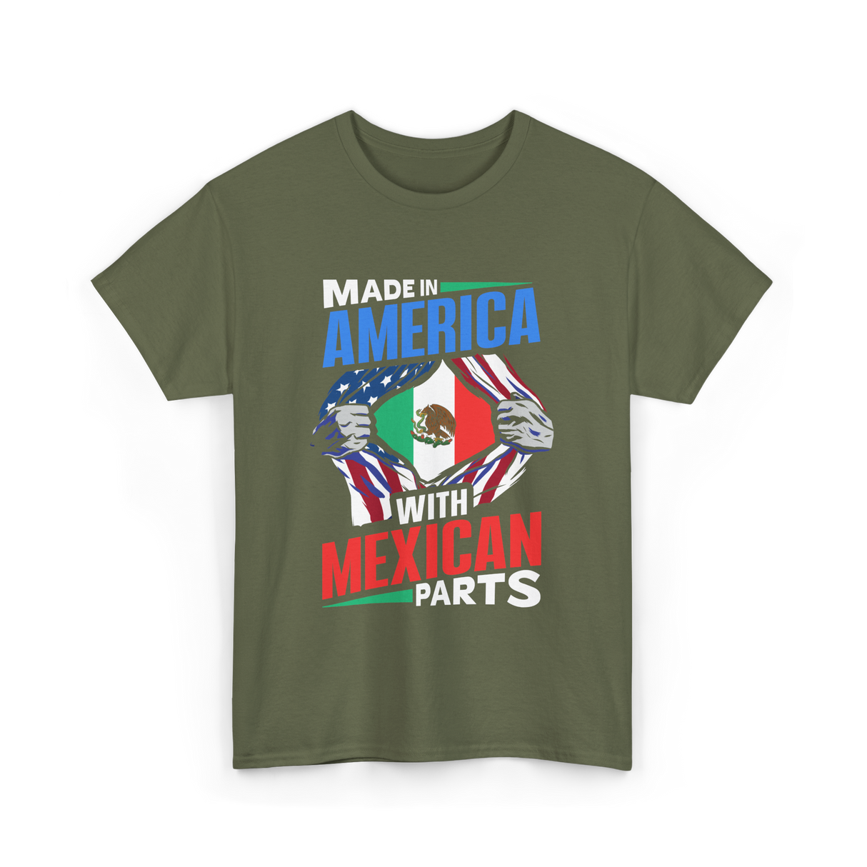 Made In America Mexican Parts T-Shirt - Military Green