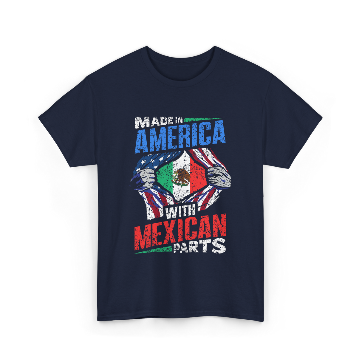 Made In America With Mexican Parts T-Shirt - Navy