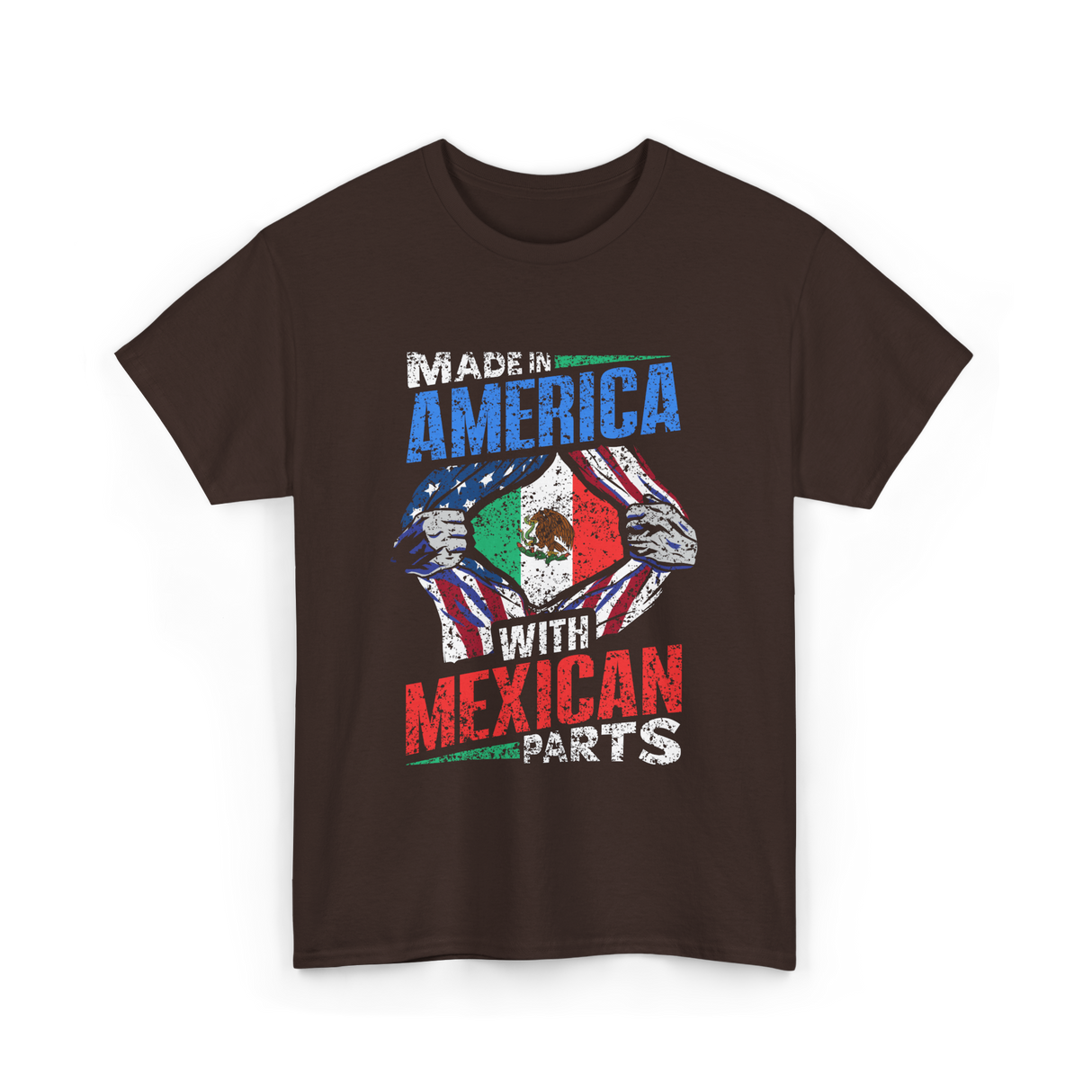 Made In America With Mexican Parts T-Shirt - Dark Chocolate