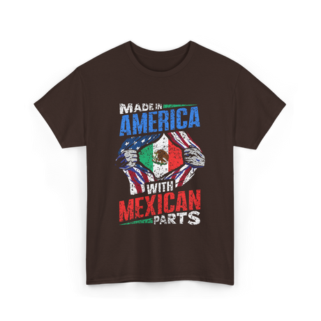 Made In America With Mexican Parts T-Shirt - Dark Chocolate