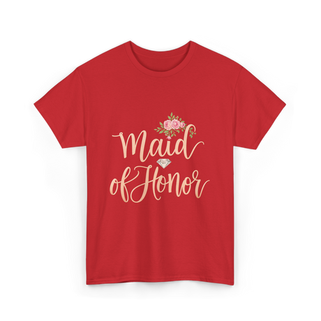 Maid of Honor Bridal Party T-Shirt - Red