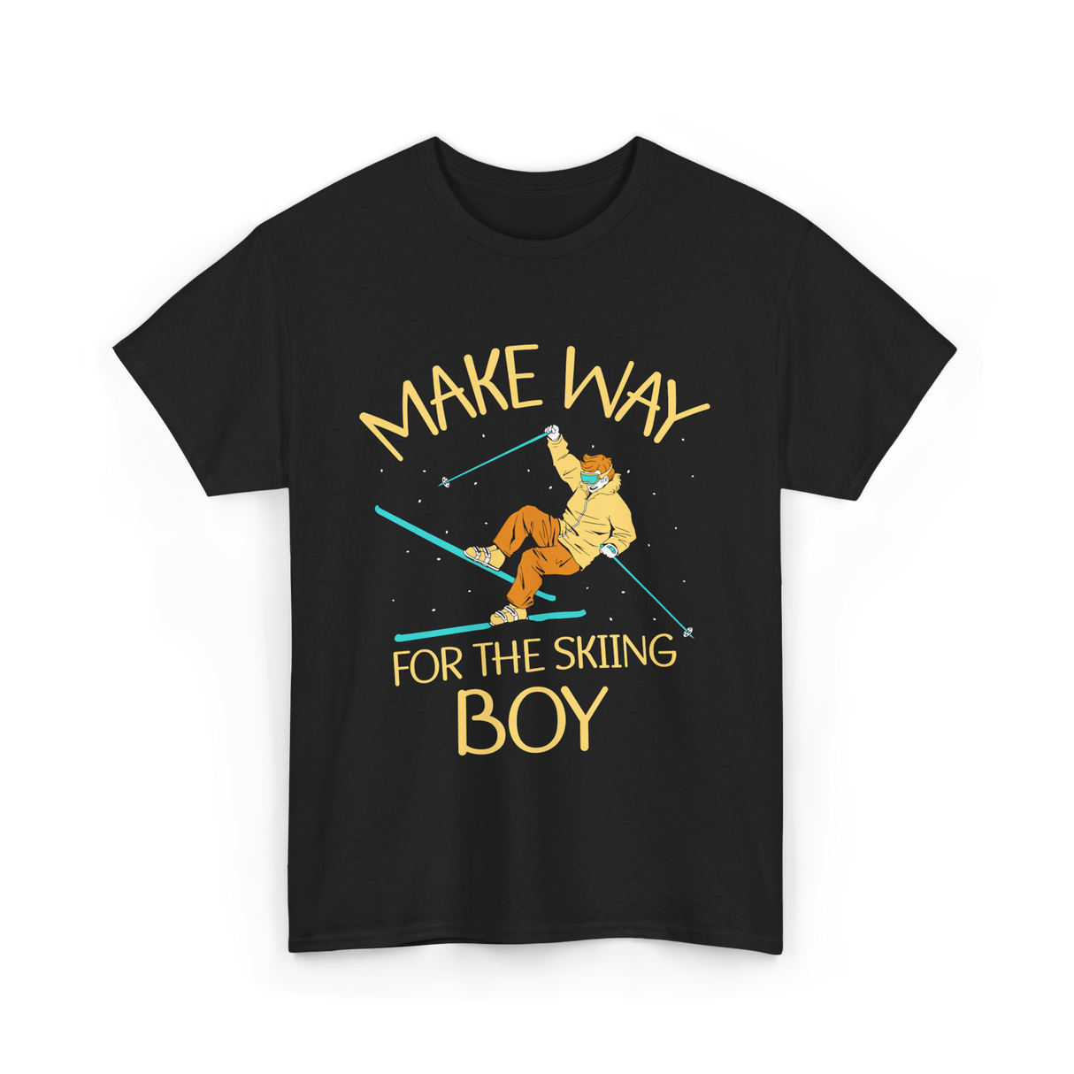 Make Way For The Skiing Boy Skier T-Shirt - Black