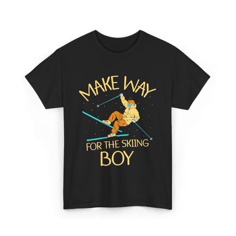 Make Way For The Skiing Boy Skier T-Shirt - Black