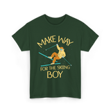 Make Way For The Skiing Boy Skier T-Shirt - Forest Green