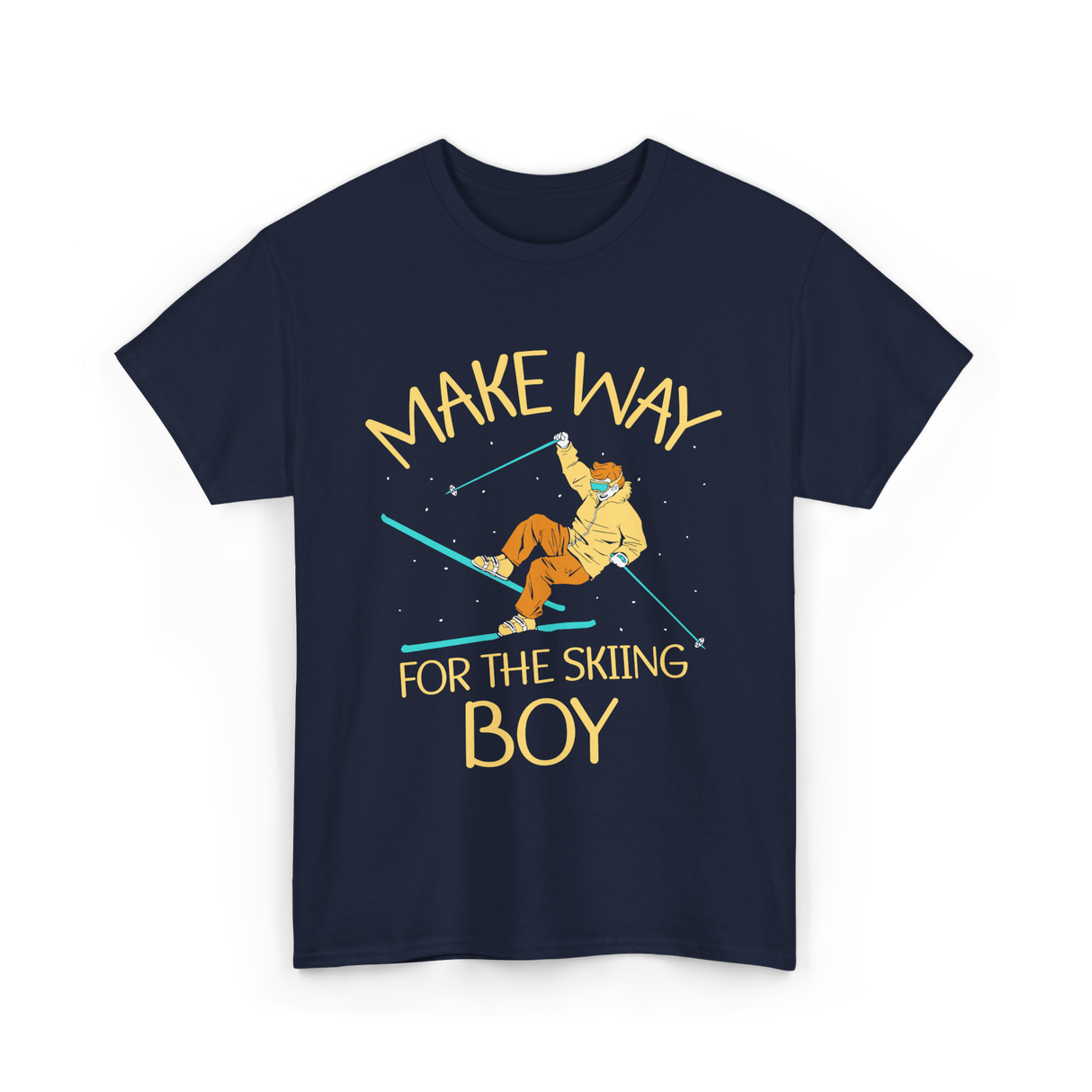 Make Way For The Skiing Boy Skier T-Shirt - Navy