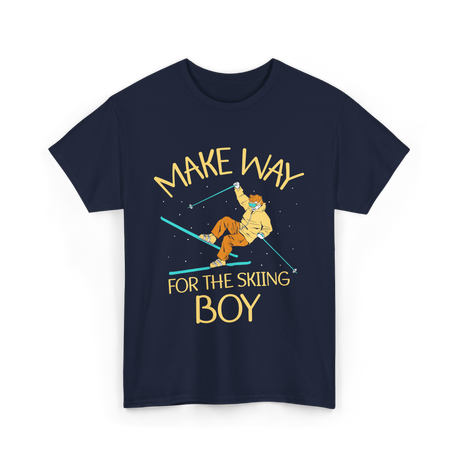 Make Way For The Skiing Boy Skier T-Shirt - Navy