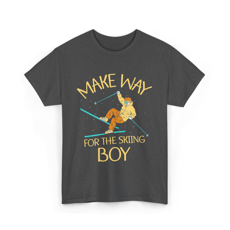 Make Way For The Skiing Boy Skier T-Shirt - Dark Heather