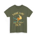 Make Way For The Skiing Boy Skier T-Shirt - Military Green