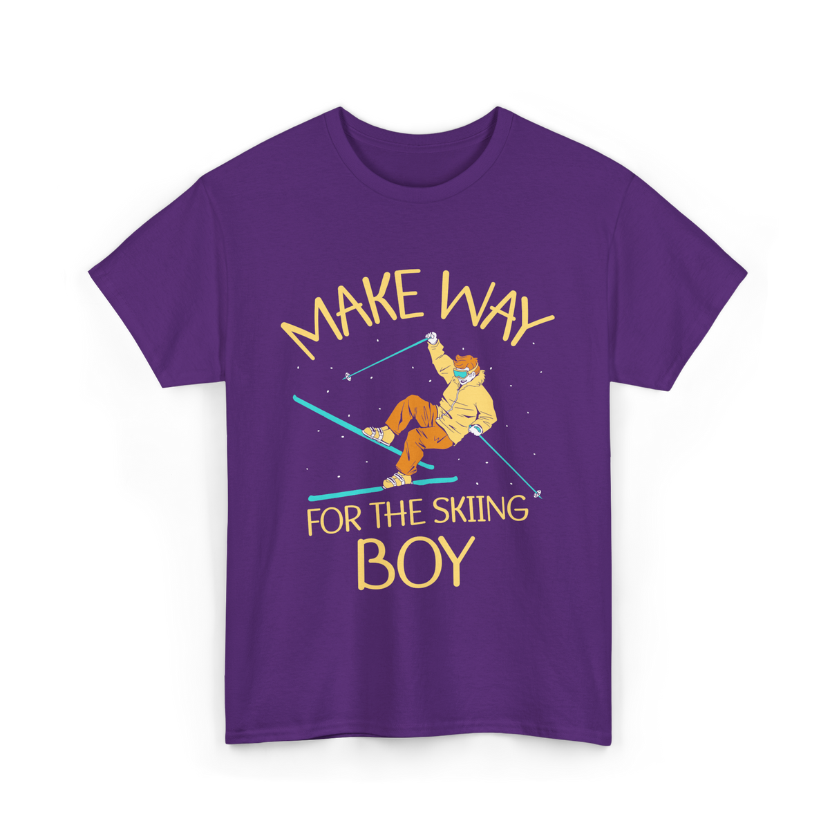 Make Way For The Skiing Boy Skier T-Shirt - Purple