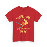 Make Way For The Skiing Boy Skier T-Shirt - Red