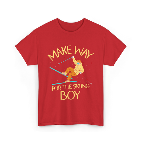 Make Way For The Skiing Boy Skier T-Shirt - Red