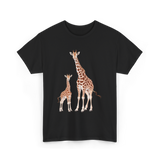 Mama Baby Giraffe Wildlife T-Shirt - Black