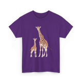 Mama Baby Giraffe Wildlife T-Shirt - Purple