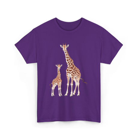 Mama Baby Giraffe Wildlife T-Shirt - Purple