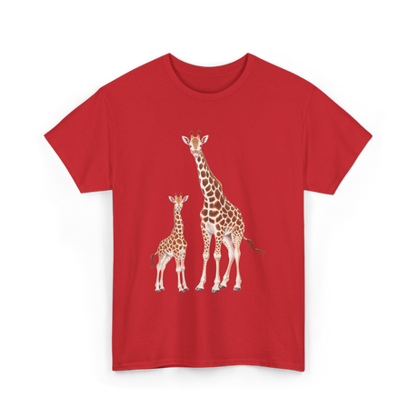 Mama Baby Giraffe Wildlife T-Shirt - Red