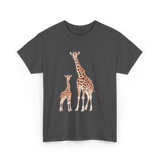 Mama Baby Giraffe Wildlife T-Shirt - Dark Heather