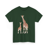 Mama Baby Giraffe Wildlife T-Shirt - Forest Green