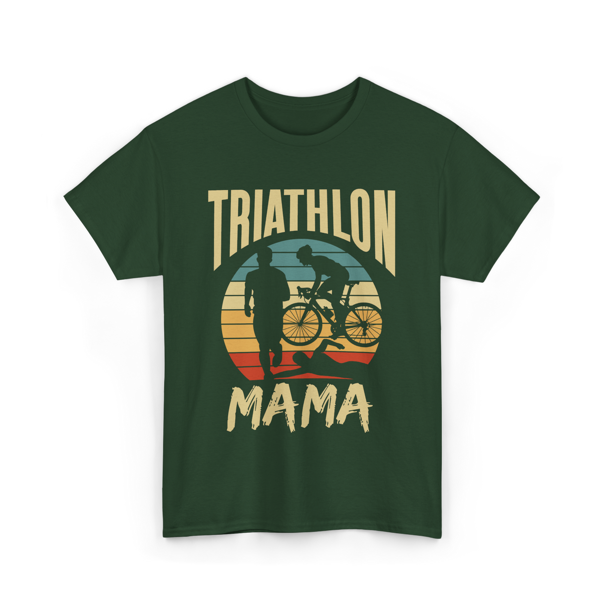 Mama Biker Triathlon Mom T-Shirt - Forest Green