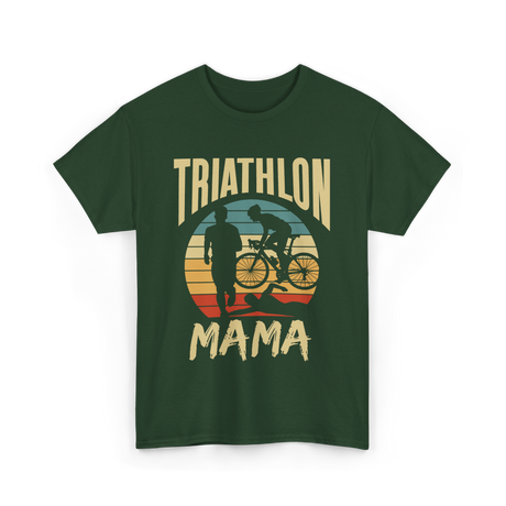 Mama Biker Triathlon Mom T-Shirt - Forest Green