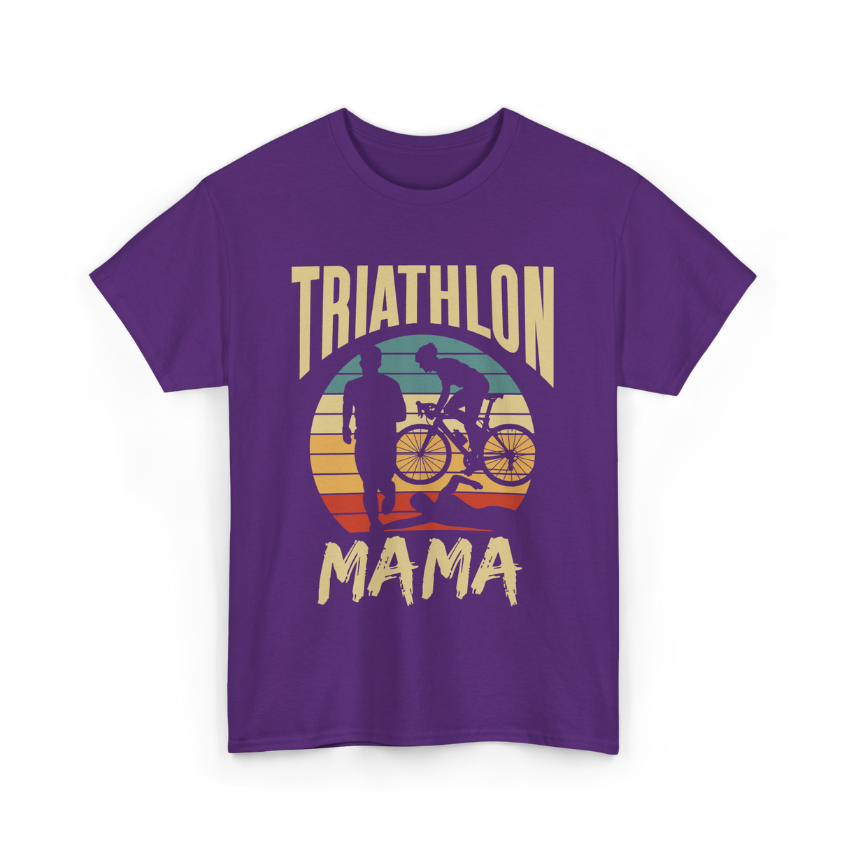 Mama Biker Triathlon Mom T-Shirt - Purple