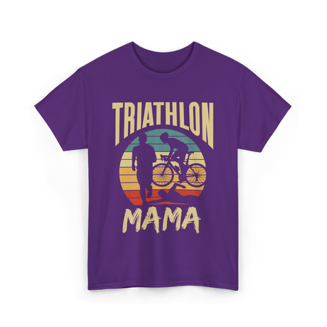 Mama Biker Triathlon Mom T-Shirt - Purple