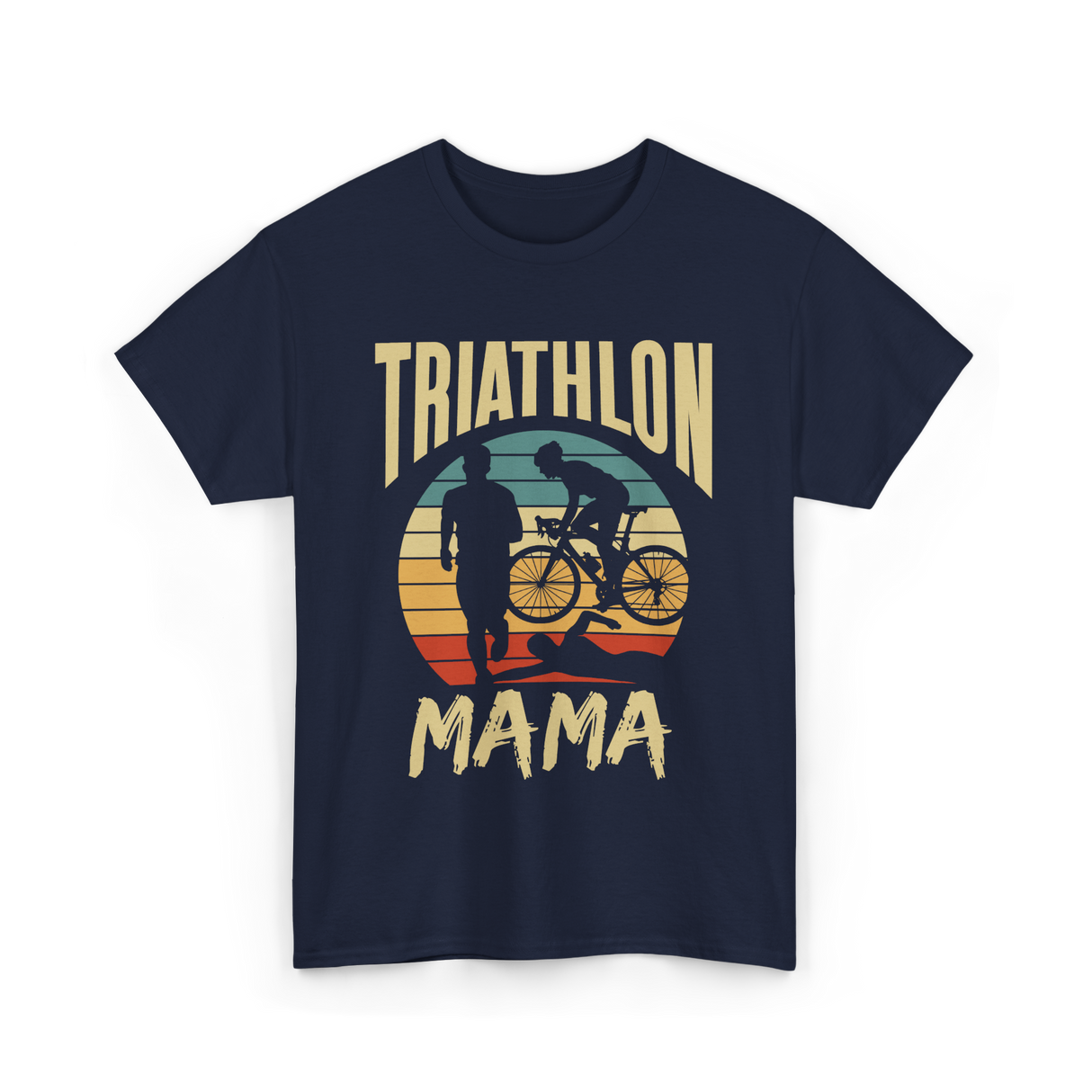 Mama Biker Triathlon Mom T-Shirt - Navy