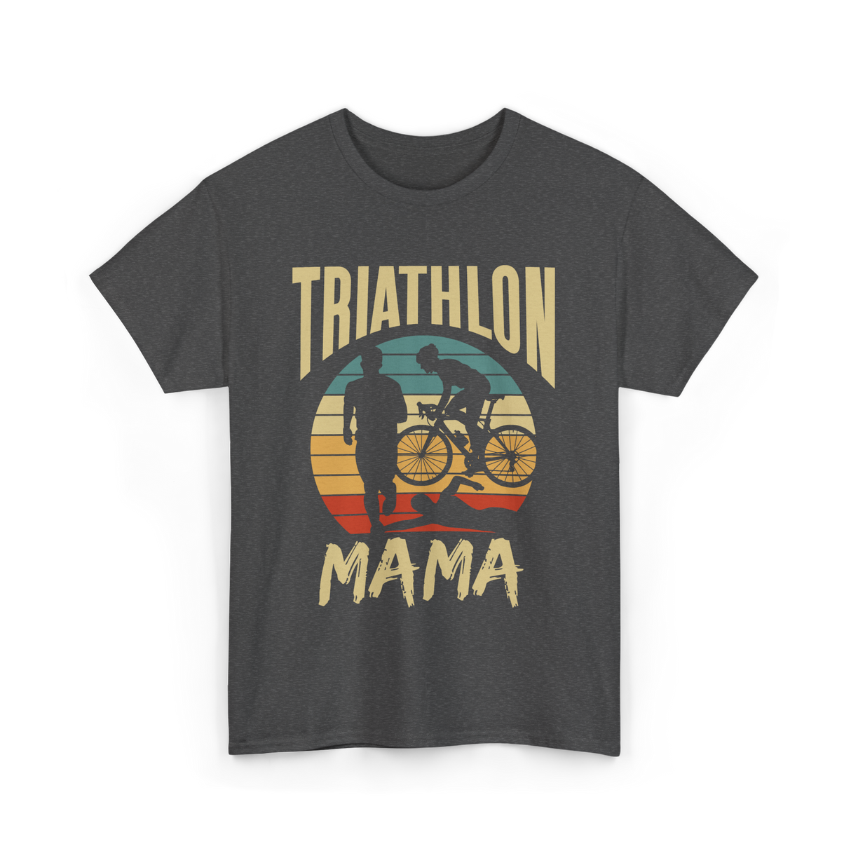 Mama Biker Triathlon Mom T-Shirt - Dark Heather