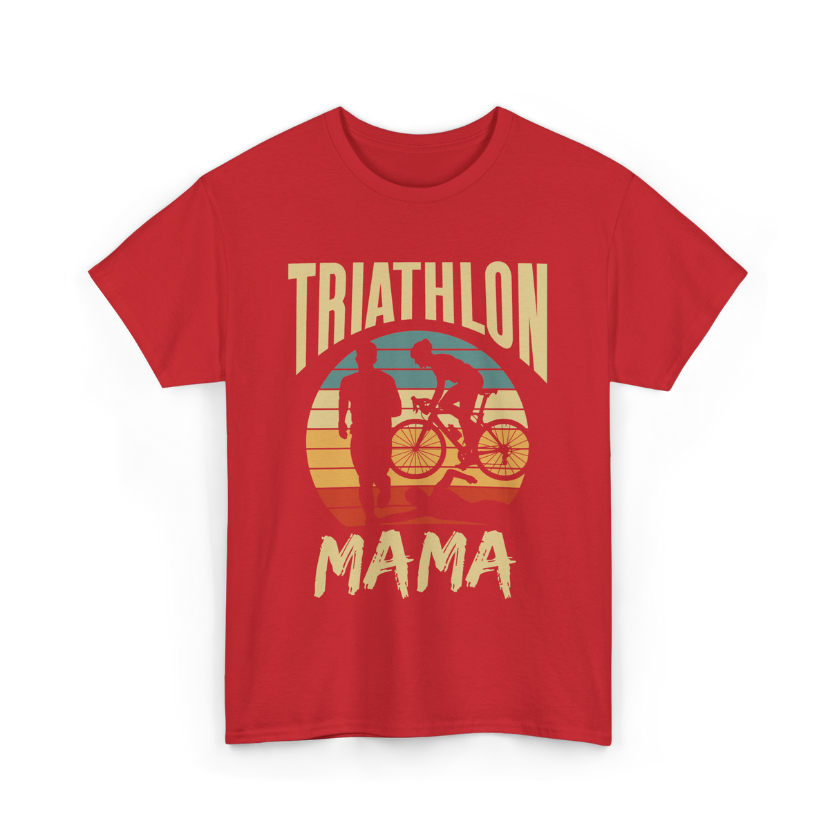 Mama Biker Triathlon Mom T-Shirt - Red